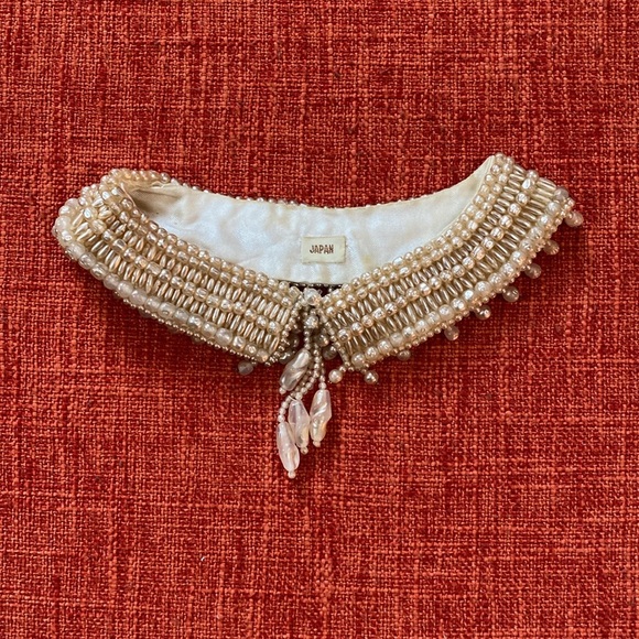 Vintage Jewelry - 🖤 VTG 40’s 50’s JAPAN Faux Pearl Beaded Detachable Collar Neck